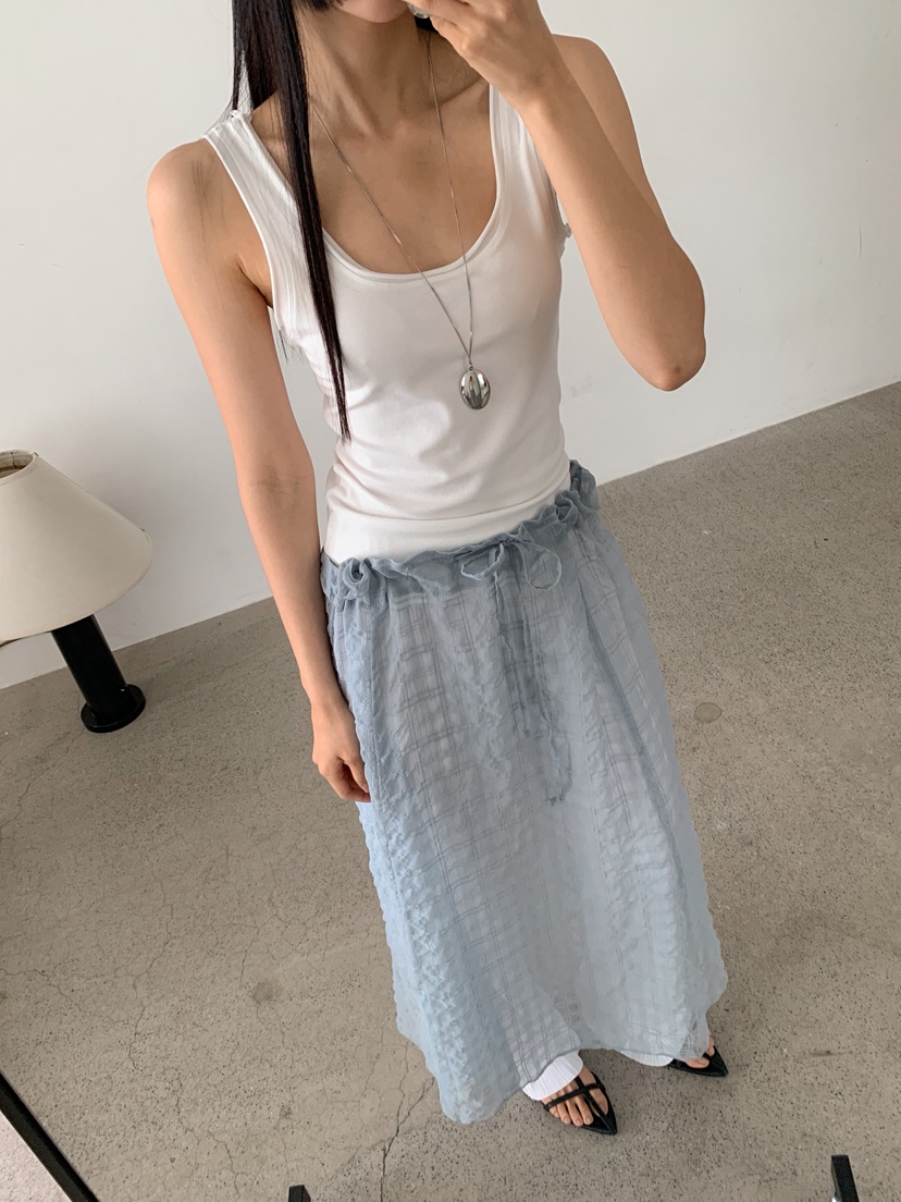 GOYOU東大門㊣實拍女士新款時尚人氣推薦休閑職業長裙格紋透視de goyou長裙