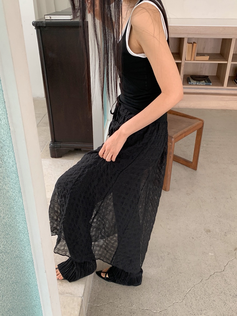 GOYOU東大門㊣實拍女士新款時尚人氣推薦休閑職業長裙格紋透視de goyou長裙