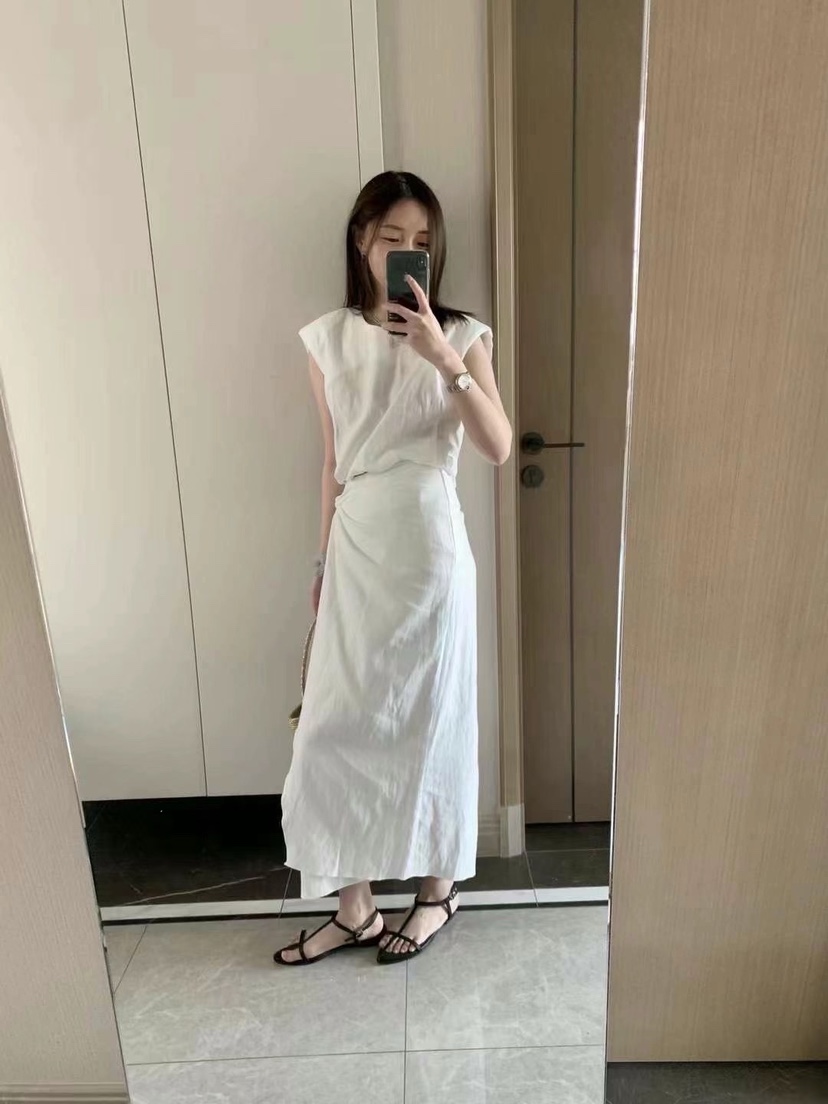 LE-PPL韓國代購㊣女裝新款時尚人氣職業真品25春夏長裙亞麻LE-PPL長裙