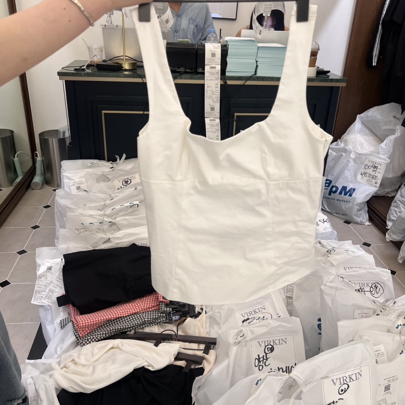 VIRKIN韓國代購㊣女裝新品休閑職業時尚人氣推薦25春夏吊帶背心VIRKIN吊帶/背心