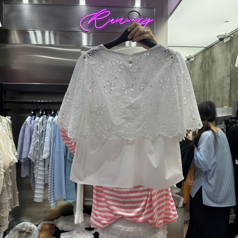 RUNWAY-런웨이韓國直郵㊣女士新品休閑時尚職業襯衫蕾絲衫RUNWAY襯衫/蕾絲衫