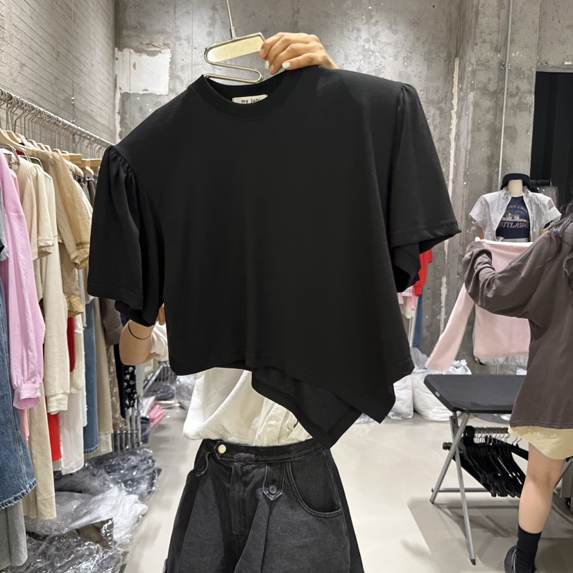 JUNI韓國直郵㊣女裝新品時尚人氣真品25春夏職業熱賣休閑T恤my juniT恤圖色2