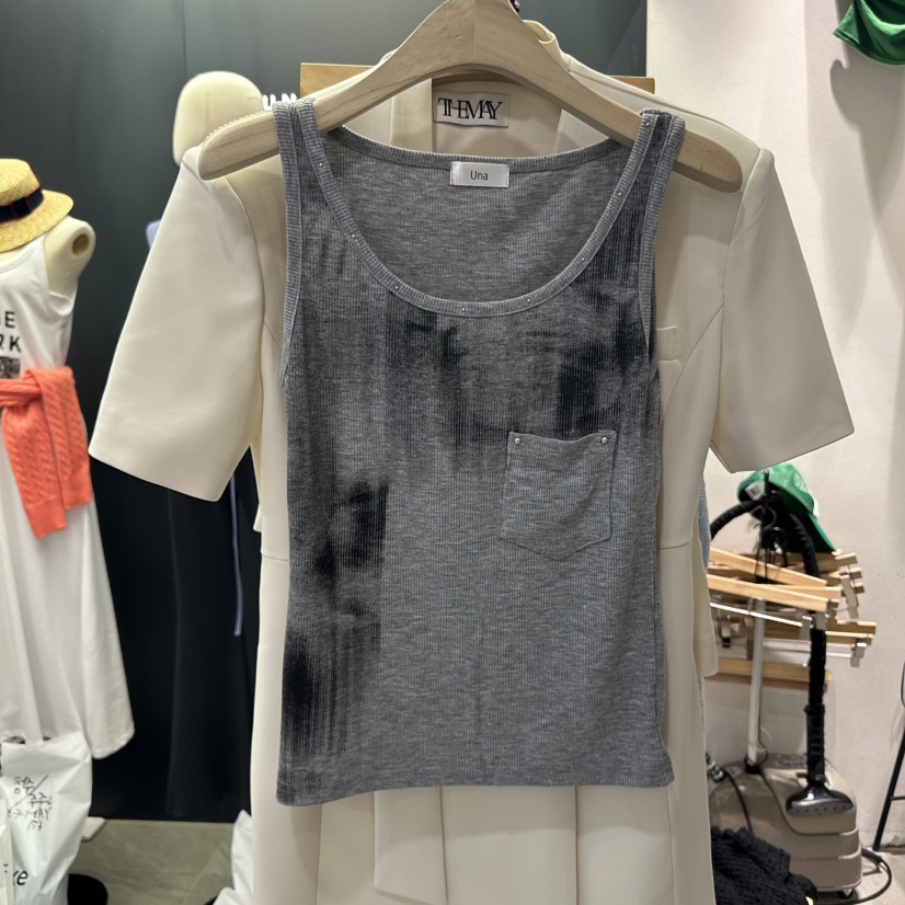 UNA/THE MAY東大門㊣代購女裝新款休閑真品推薦吊帶背心口袋THEMAY/UNA吊帶/背心圖色2