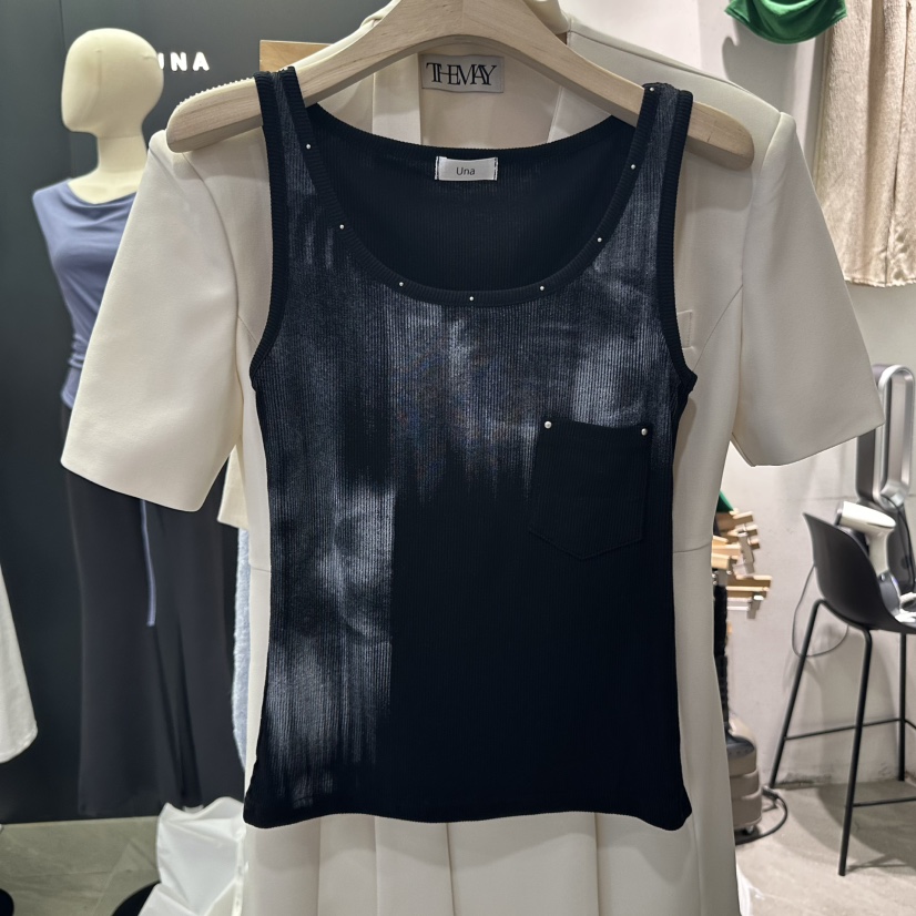 UNA/THE MAY東大門㊣代購女裝新款休閑真品推薦吊帶背心口袋THEMAY/UNA吊帶/背心圖色3