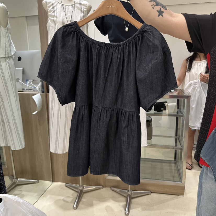 MELO東大門㊣實拍女裝新款推薦人氣時尚真品襯衫蕾絲衫泡泡袖MELO襯衫/蕾絲衫圖色2