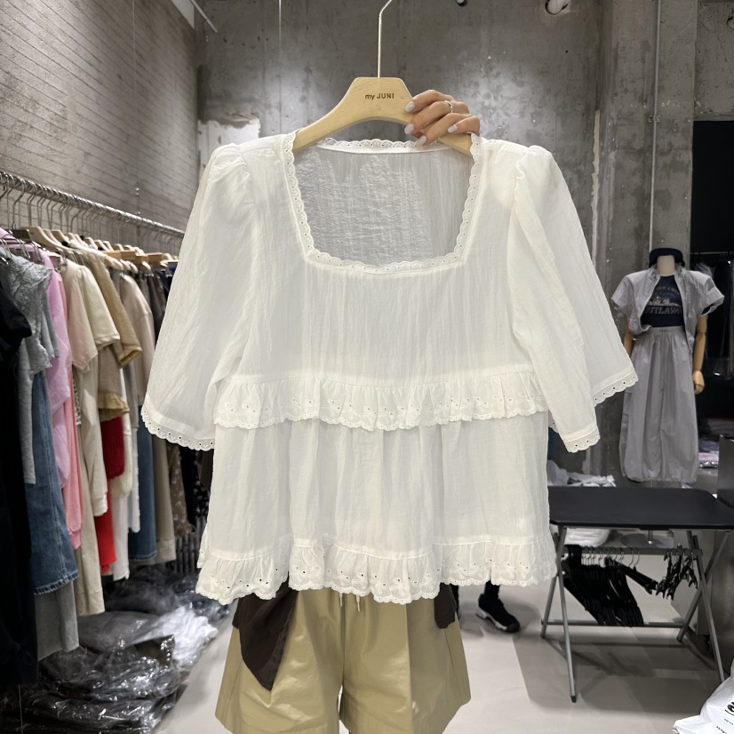 JUNI韓國直郵㊣女士新品真品人氣時尚熱賣推薦職業襯衫蕾絲衫my juni襯衫/蕾絲衫