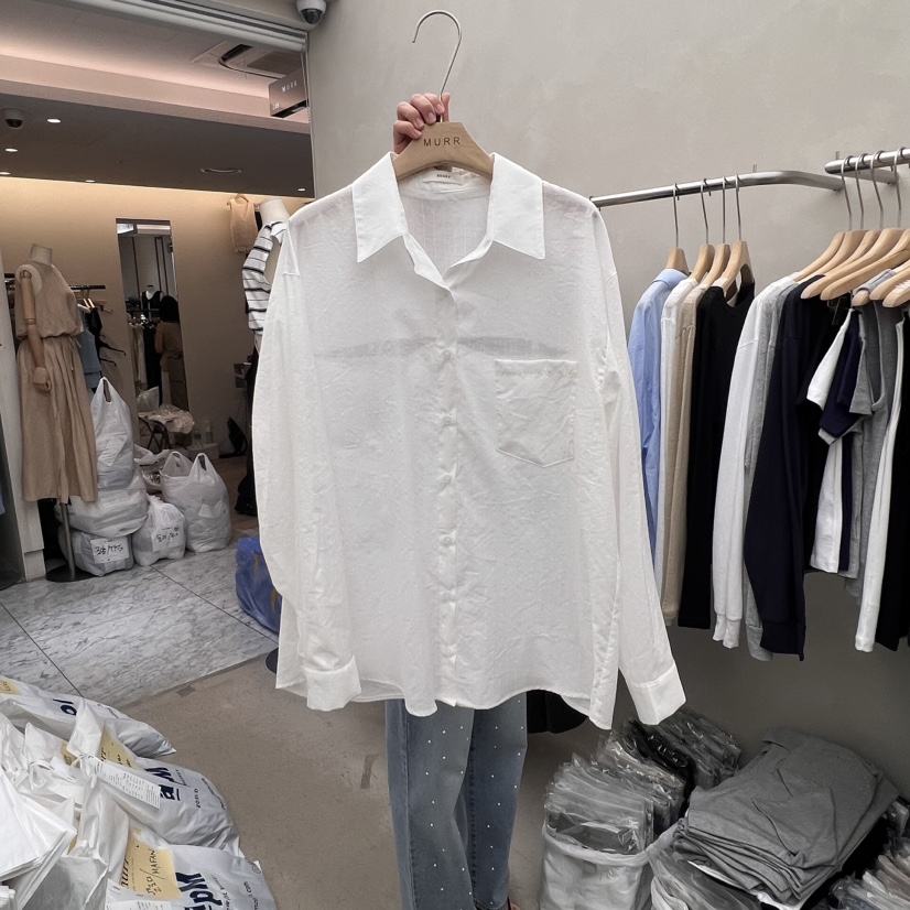 MURR韓國直郵㊣女裝新品推薦熱賣真品人氣時尚襯衫蕾絲衫紐扣MURR襯衫/蕾絲衫