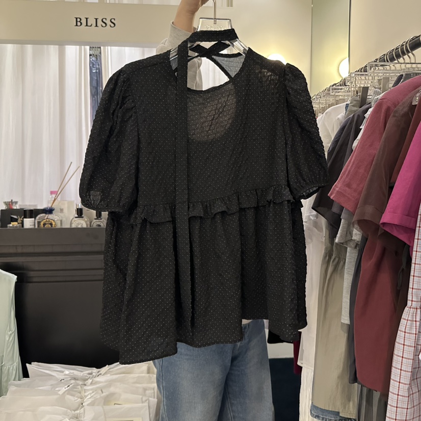 BLISS東大門㊣直郵女裝新品時尚人氣真品熱賣襯衫蕾絲衫含脖帶BLISS襯衫/蕾絲衫圖色4