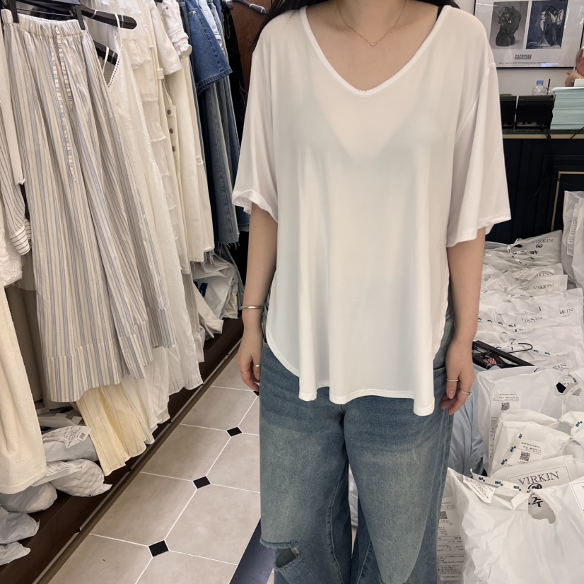 VIRKIN東大門㊣實拍女裝新品休閑真品推薦時尚25春夏職業T恤VIRKINT恤圖色2