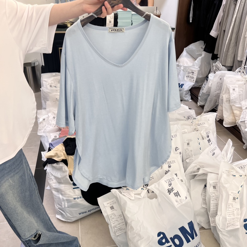 VIRKIN東大門㊣實拍女裝新品休閑真品推薦時尚25春夏職業T恤VIRKINT恤圖色3