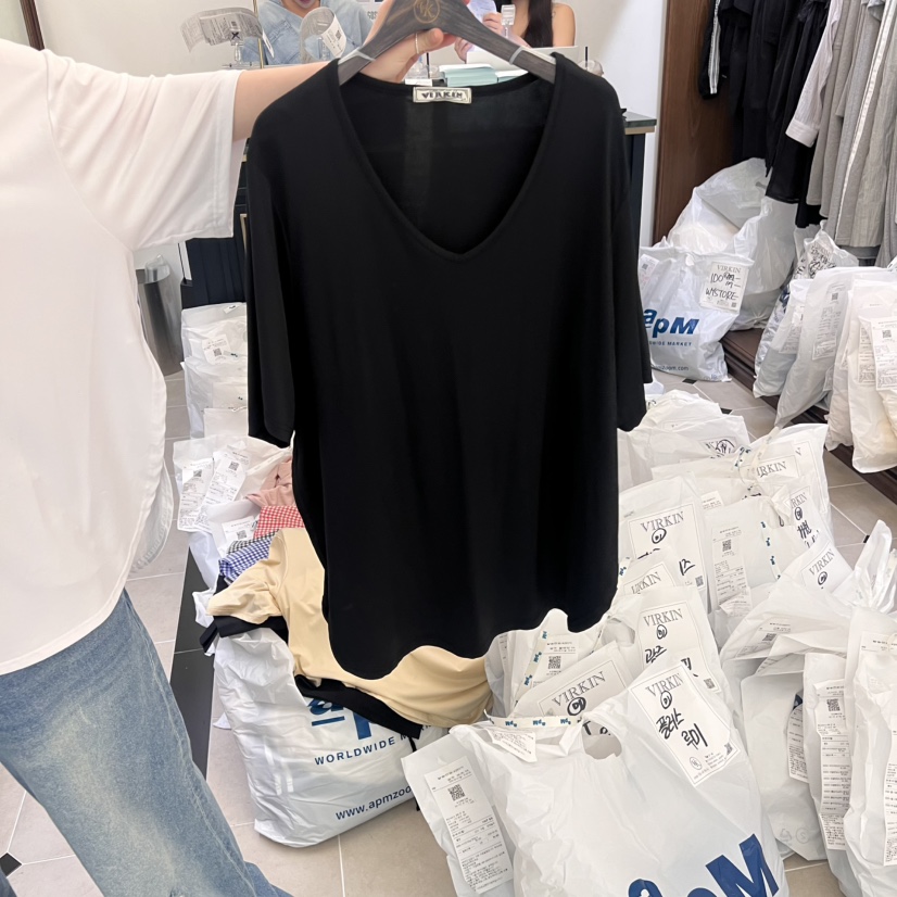 VIRKIN東大門㊣實拍女裝新品休閑真品推薦時尚25春夏職業T恤VIRKINT恤圖色4
