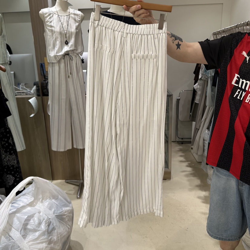 MELO東大門㊣實拍女士新品休閑時尚熱賣25春夏真品休閑褲條紋MELO休閑褲