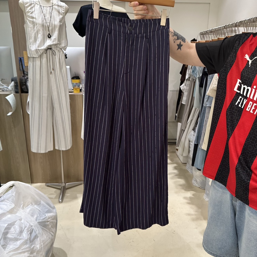 MELO東大門㊣實拍女士新品休閑時尚熱賣25春夏真品休閑褲條紋MELO休閑褲圖色3