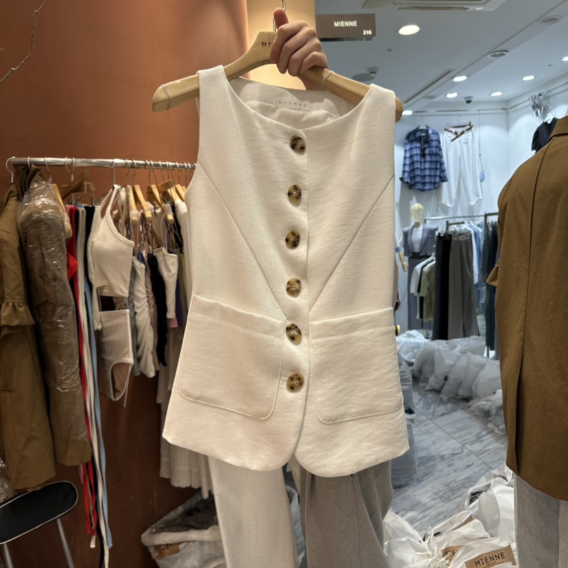 MIENNE東大門㊣直郵女裝新品人氣推薦真品休閑馬甲天然亞麻MIENNE馬甲