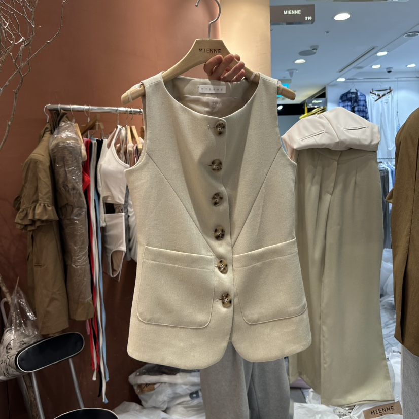 MIENNE東大門㊣直郵女裝新品人氣推薦真品休閑馬甲天然亞麻MIENNE馬甲圖色2