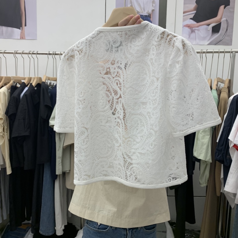 MOI-A韓國直郵㊣女裝新品推薦真品25春夏熱賣夾克短款蕾絲MOI-A夾克