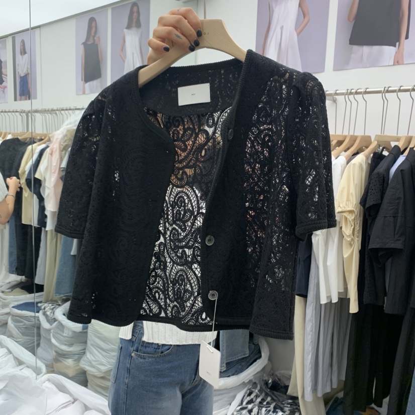 MOI-A韓國直郵㊣女裝新品推薦真品25春夏熱賣夾克短款蕾絲MOI-A夾克圖色2