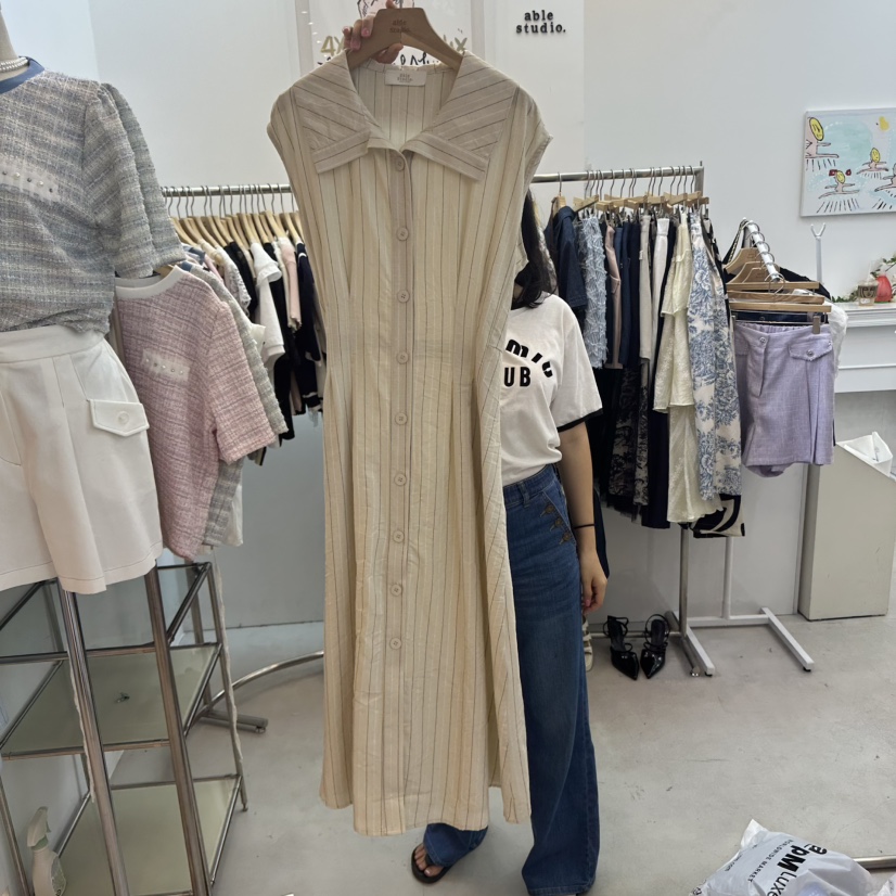 ABLESTUDIO東大門㊣實拍女士新品推薦25春夏連衣裙含腰繩亞麻布ABLE STUDIO連衣裙圖色2