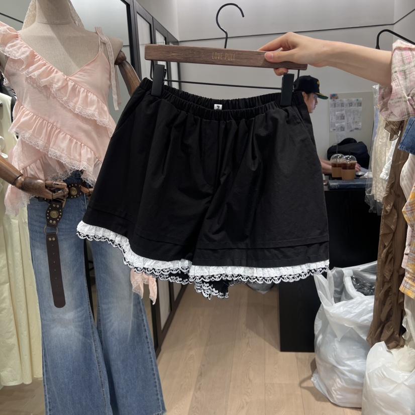 LOVE PULL韓國直郵㊣女裝新品職業人氣休閑短褲荷葉邊蝴蝶結LOVE PULL短褲圖色2