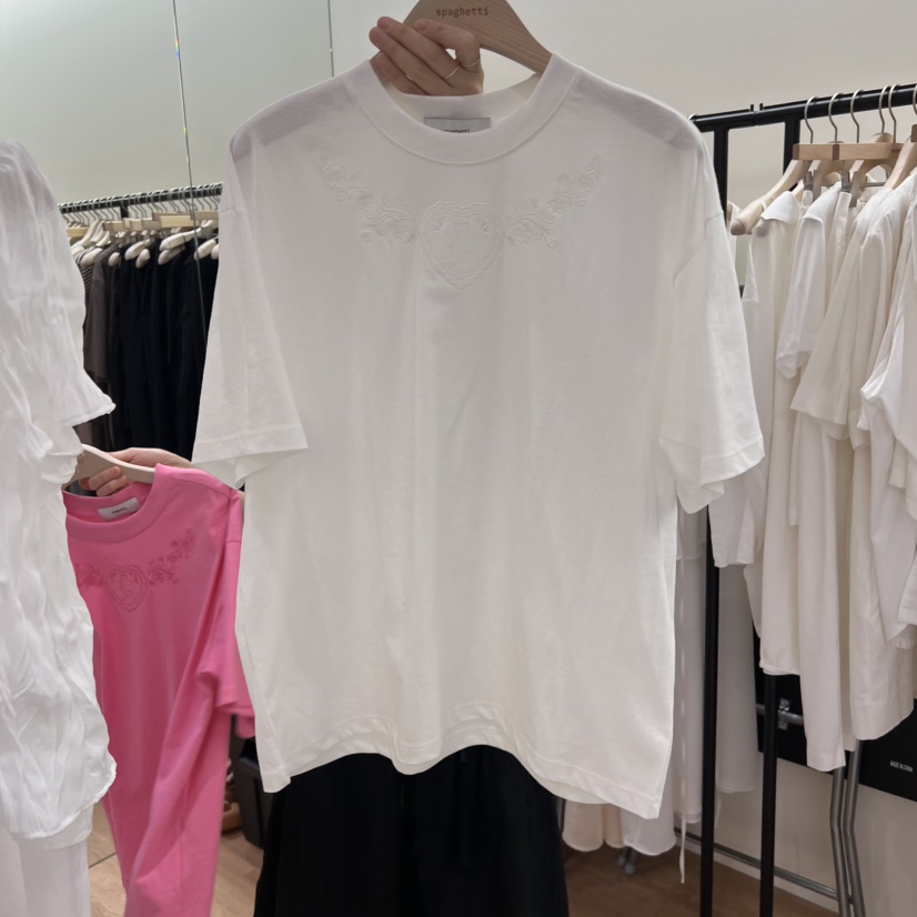 SPAGHETTI東大門㊣代購女裝新品真品熱賣休閑推薦職業T恤刺繡spaghettiT恤圖色3