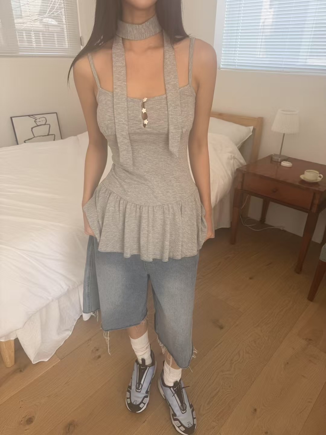 ADULT東大門㊣實拍女裝新款休閑時尚人氣真品熱賣連衣裙含脖帶ADULT連衣裙