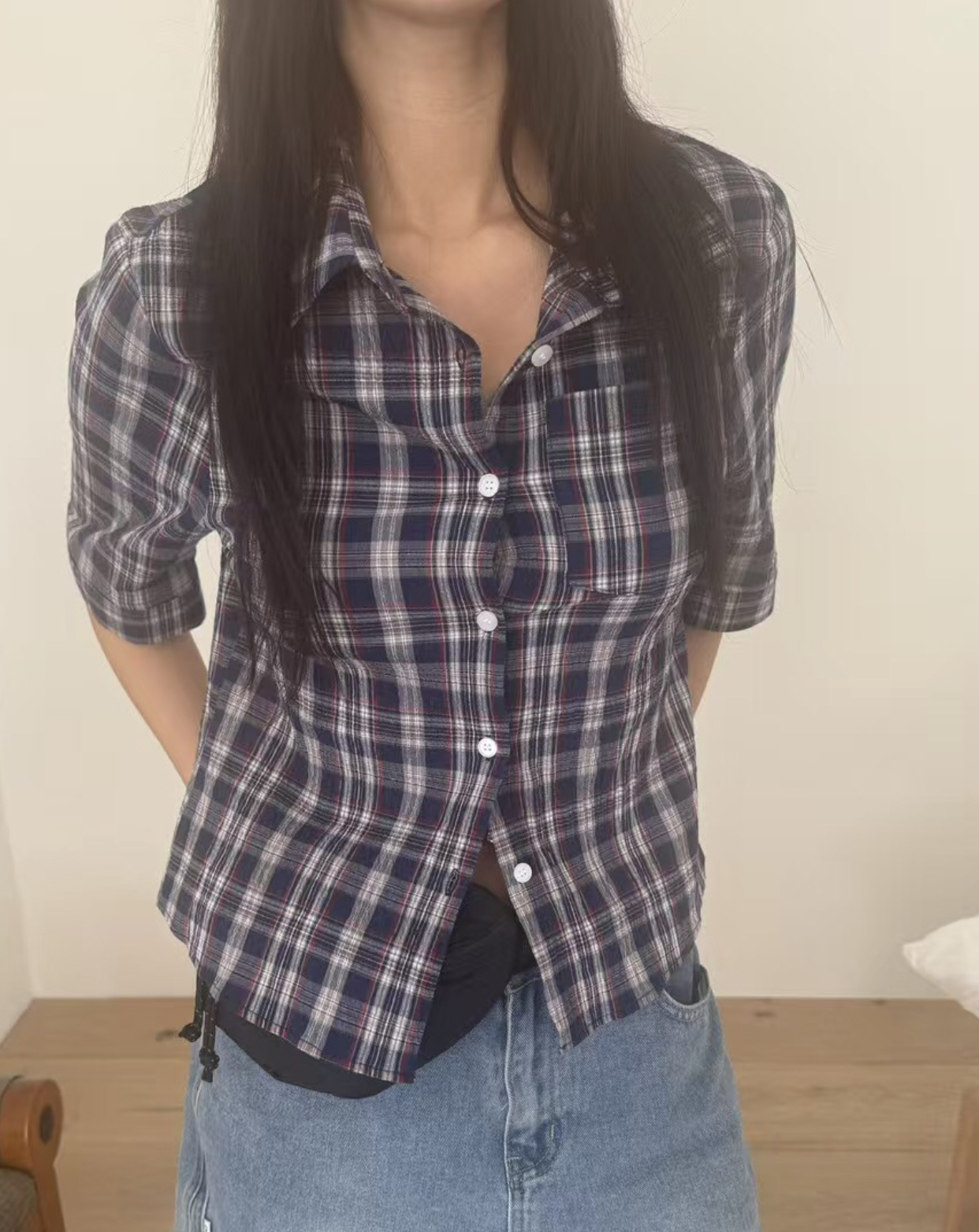 ADULT韓國代購㊣女士新品熱賣25春夏休閑職業人氣襯衫蕾絲衫ADULT襯衫/蕾絲衫圖色2