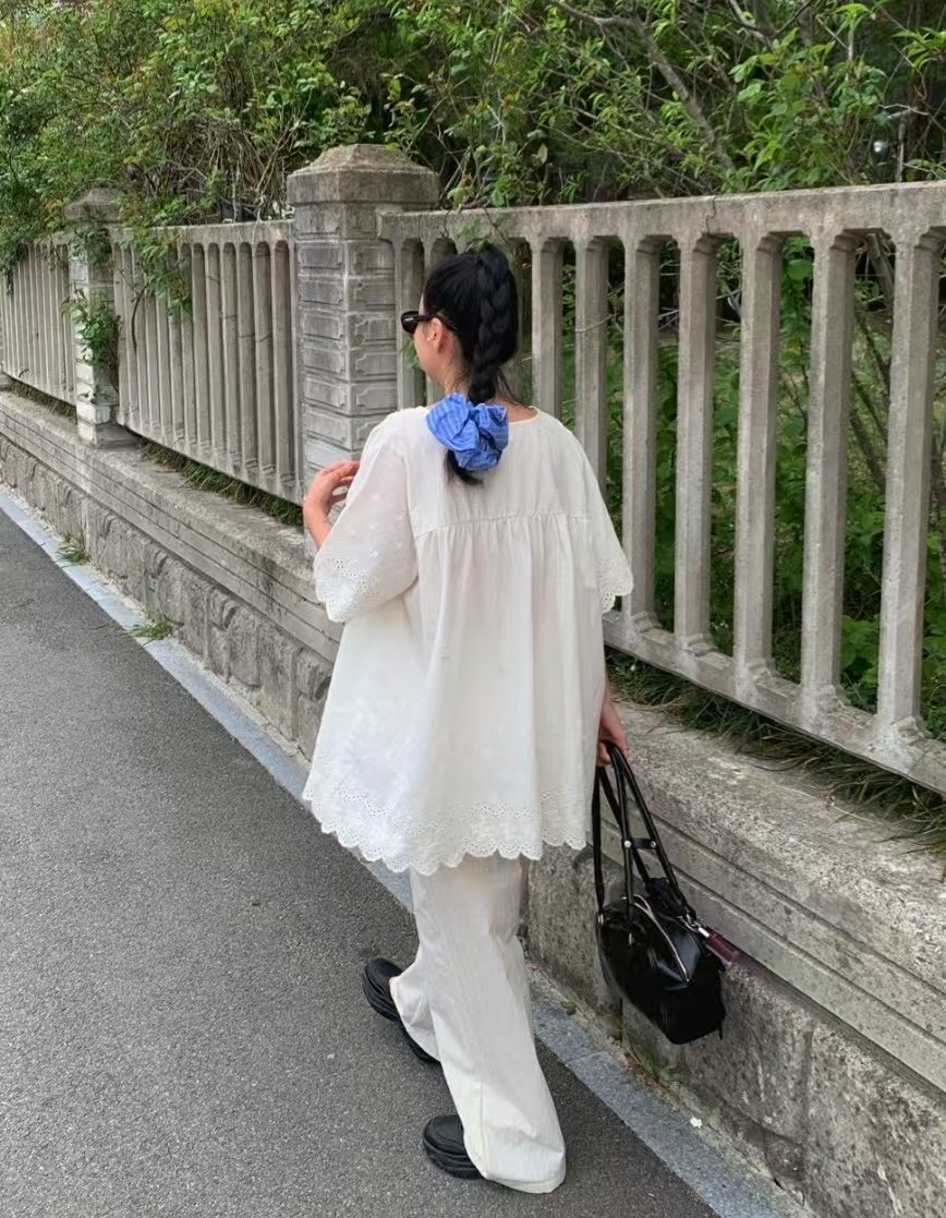 AZIT東大門㊣代購女士新款時尚25春夏人氣休閑熱賣襯衫蕾絲衫AZIT襯衫/蕾絲衫