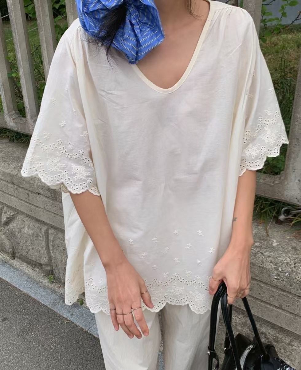 AZIT東大門㊣代購女士新款時尚25春夏人氣休閑熱賣襯衫蕾絲衫AZIT襯衫/蕾絲衫