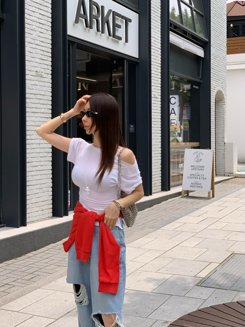 REVE CITE-L東大門㊣直郵女士新款熱賣時尚25春夏T恤褶皺REVE CITET恤