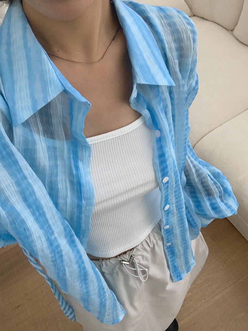 SLAT韓國直郵㊣女裝新款時尚職業推薦25春夏襯衫蕾絲衫含腰帶SLAT襯衫/蕾絲衫
