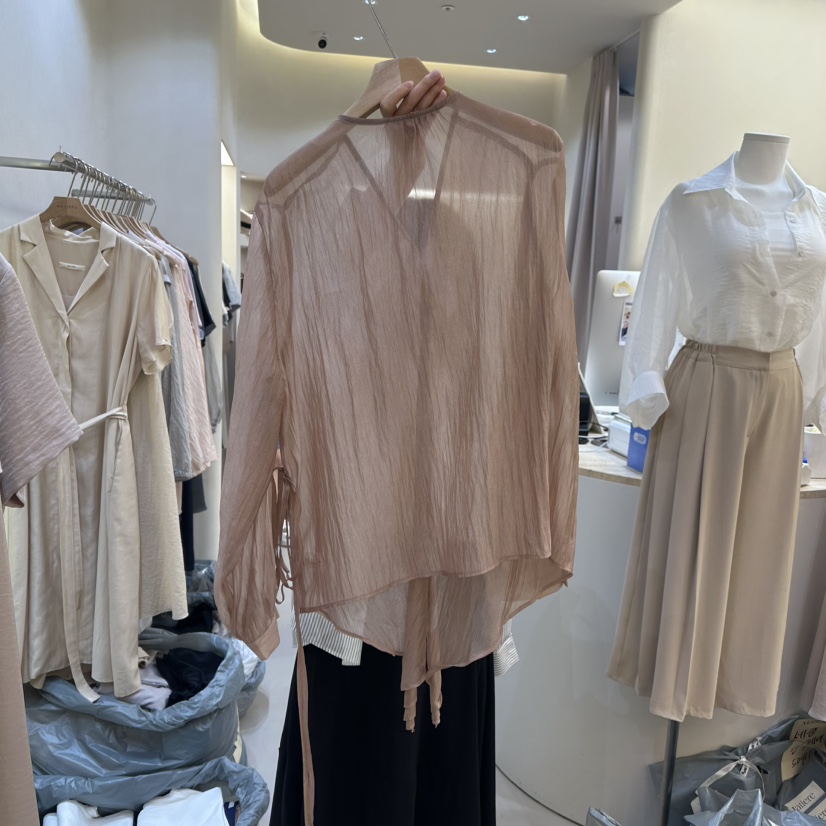 MATIERE韓國代購㊣女士新品休閑25春夏時尚真品襯衫蕾絲衫格子MATIERE襯衫/蕾絲衫