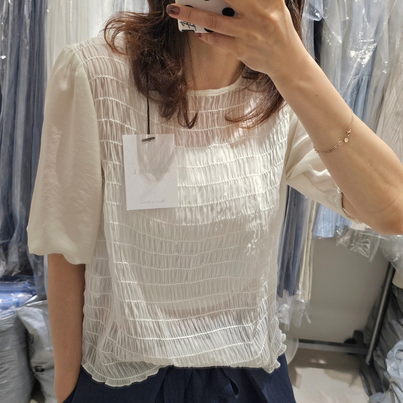 BETHEL韓國直郵㊣女士新品時尚25春夏職業推薦休閑襯衫蕾絲衫BETHEL襯衫/蕾絲衫