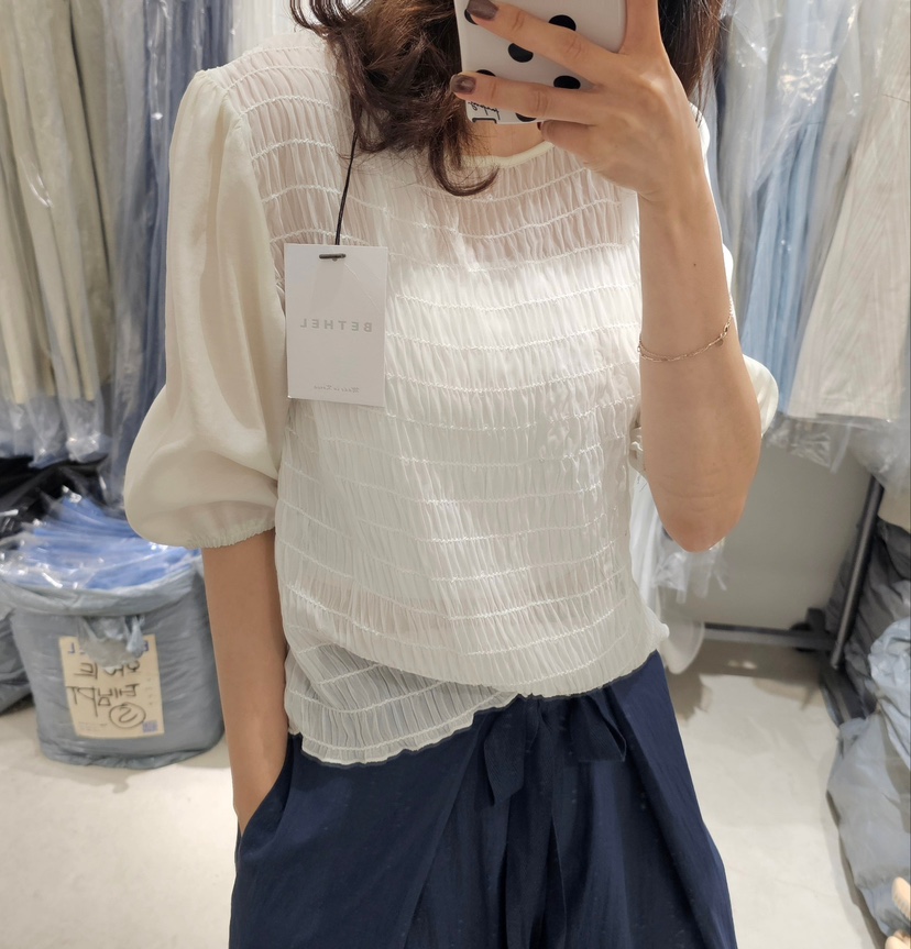 BETHEL韓國直郵㊣女士新品時尚25春夏職業推薦休閑襯衫蕾絲衫BETHEL襯衫/蕾絲衫