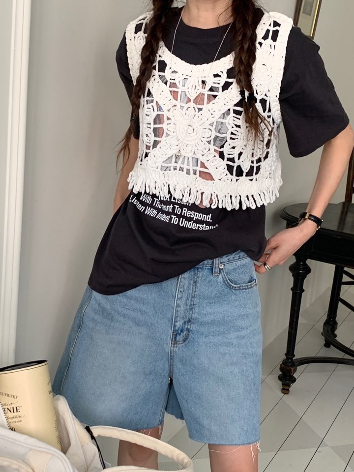 MORE THAN-P韓國直郵㊣女士新品真品人氣吊帶背心鉤針編織MORE THAN吊帶/背心
