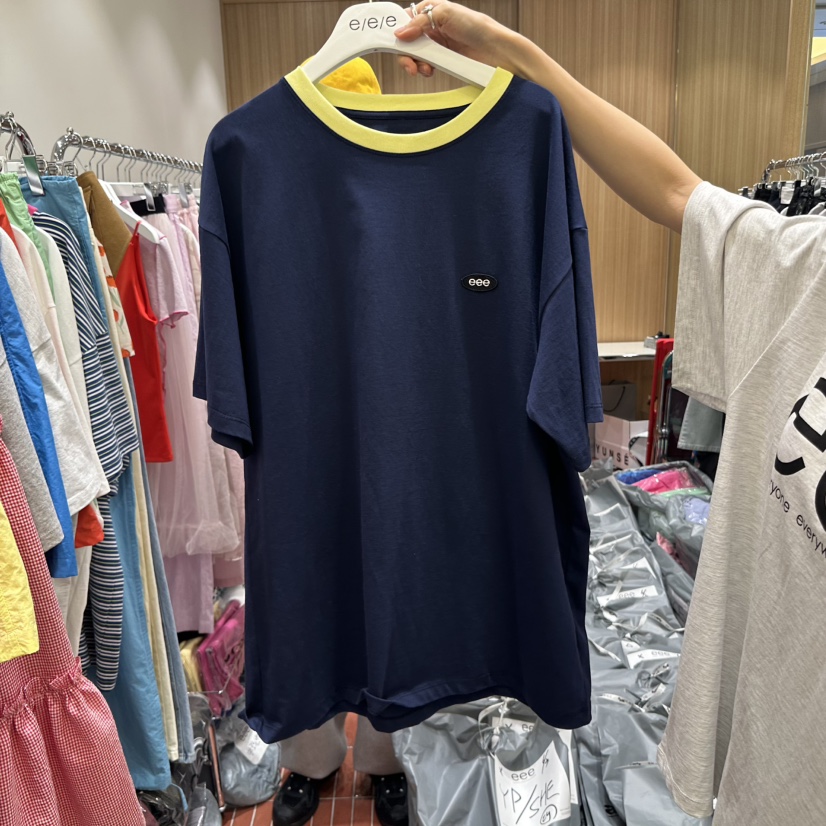 E/E/E韓國直郵㊣女裝新款熱賣職業25春夏人氣真品推薦T恤E/E/ET恤圖色2