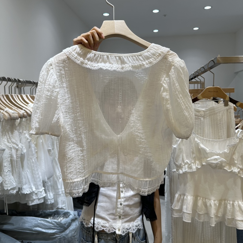 RE STYLE-Q東大門㊣直郵女裝新品時尚推薦襯衫蕾絲衫天絲RE STYLE襯衫/蕾絲衫