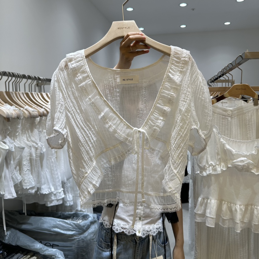 RE STYLE-Q東大門㊣直郵女裝新品時尚推薦襯衫蕾絲衫天絲RE STYLE襯衫/蕾絲衫