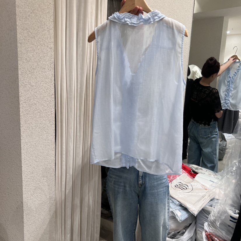 SSEMIENNE韓國直郵㊣女裝新款熱賣時尚25春夏真品襯衫蕾絲衫SSEMIENNE襯衫/蕾絲衫