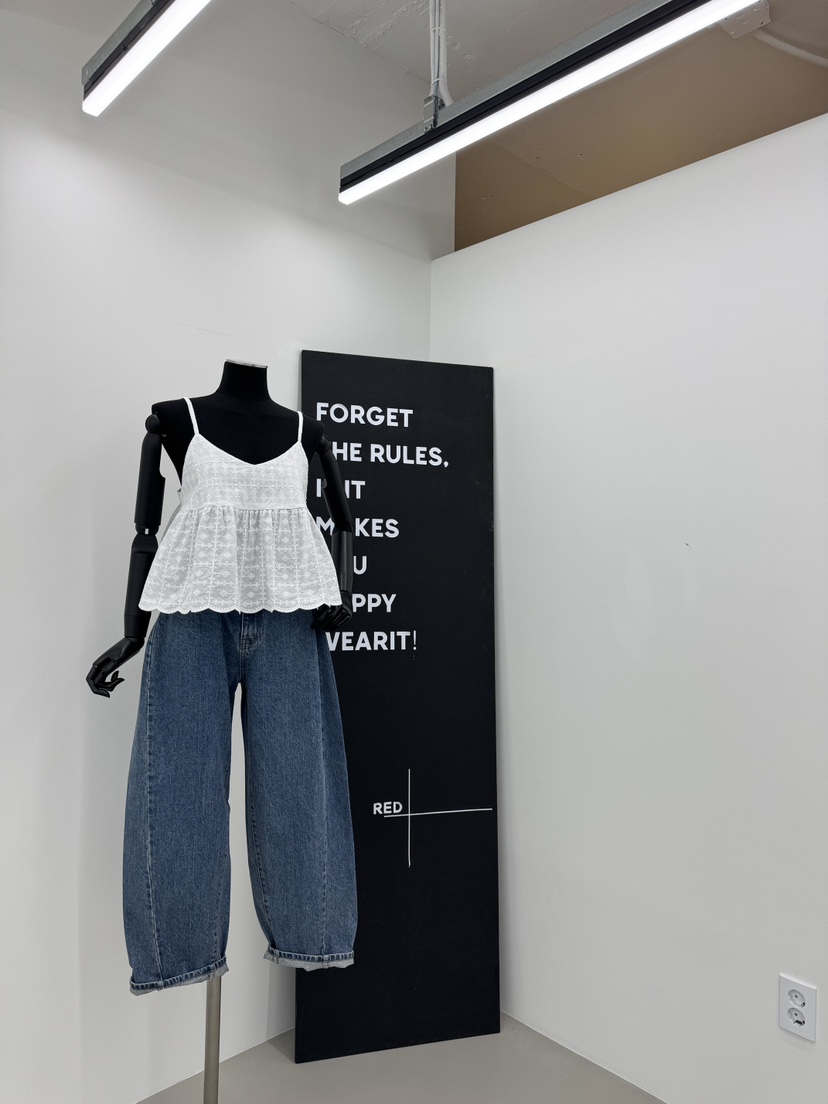 RED-A韓國代購㊣女裝新款休閑25春夏時尚真品吊帶背心刺繡RED-A吊帶/背心