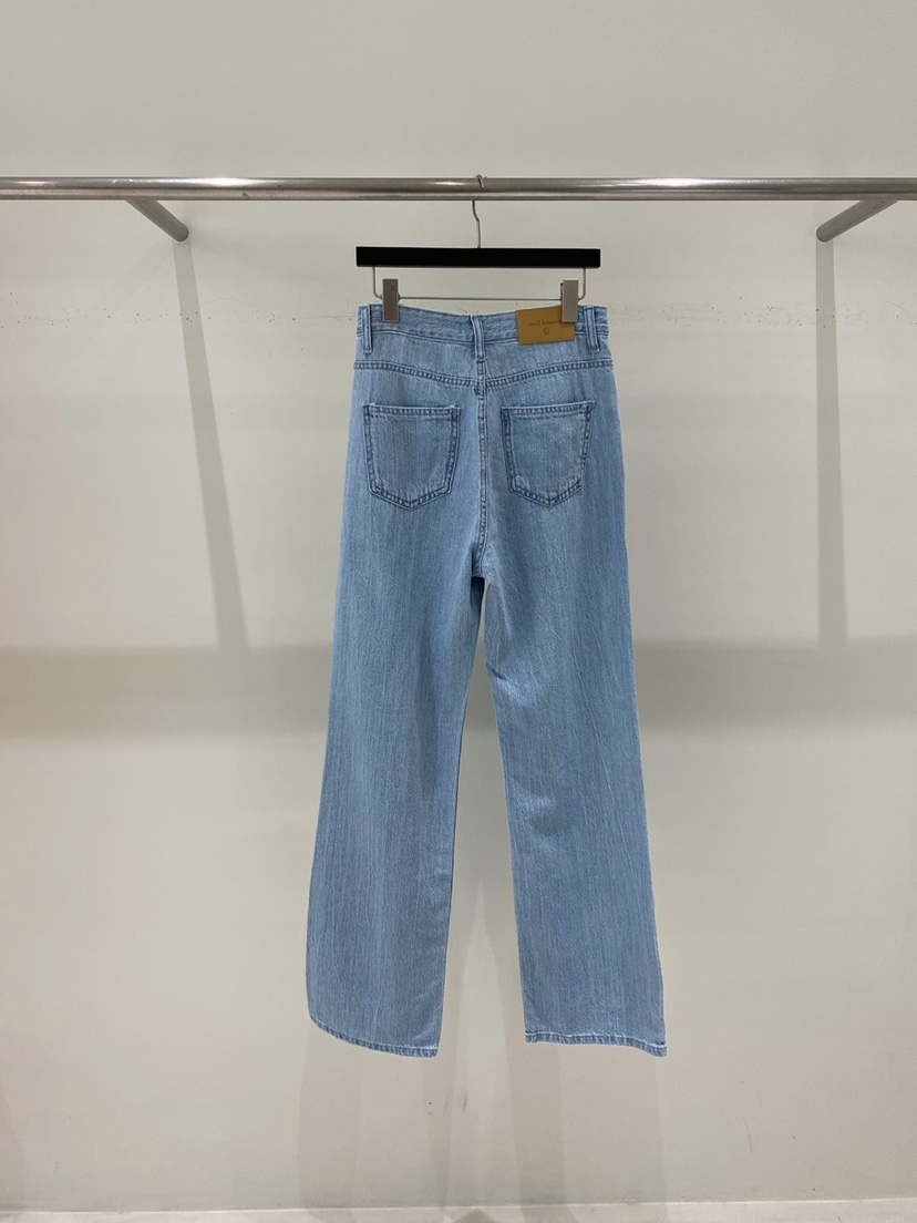 WELL KNOWN韓國代購㊣女士新品25春夏時尚真品推薦牛仔褲亞麻WELL KNOWN牛仔褲