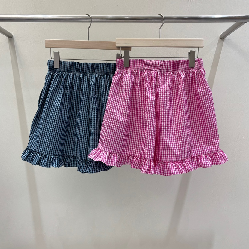 MABE東大門㊣實拍女裝新品真品25春夏推薦職業短褲荷葉邊格紋MABE短褲