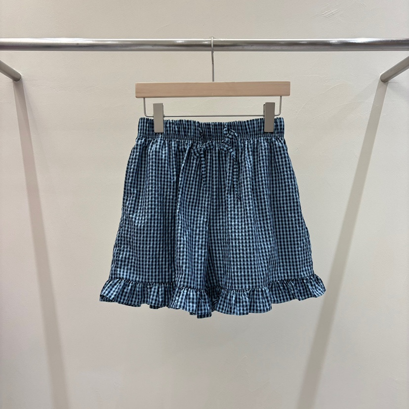 MABE東大門㊣實拍女裝新品真品25春夏推薦職業短褲荷葉邊格紋MABE短褲圖色2