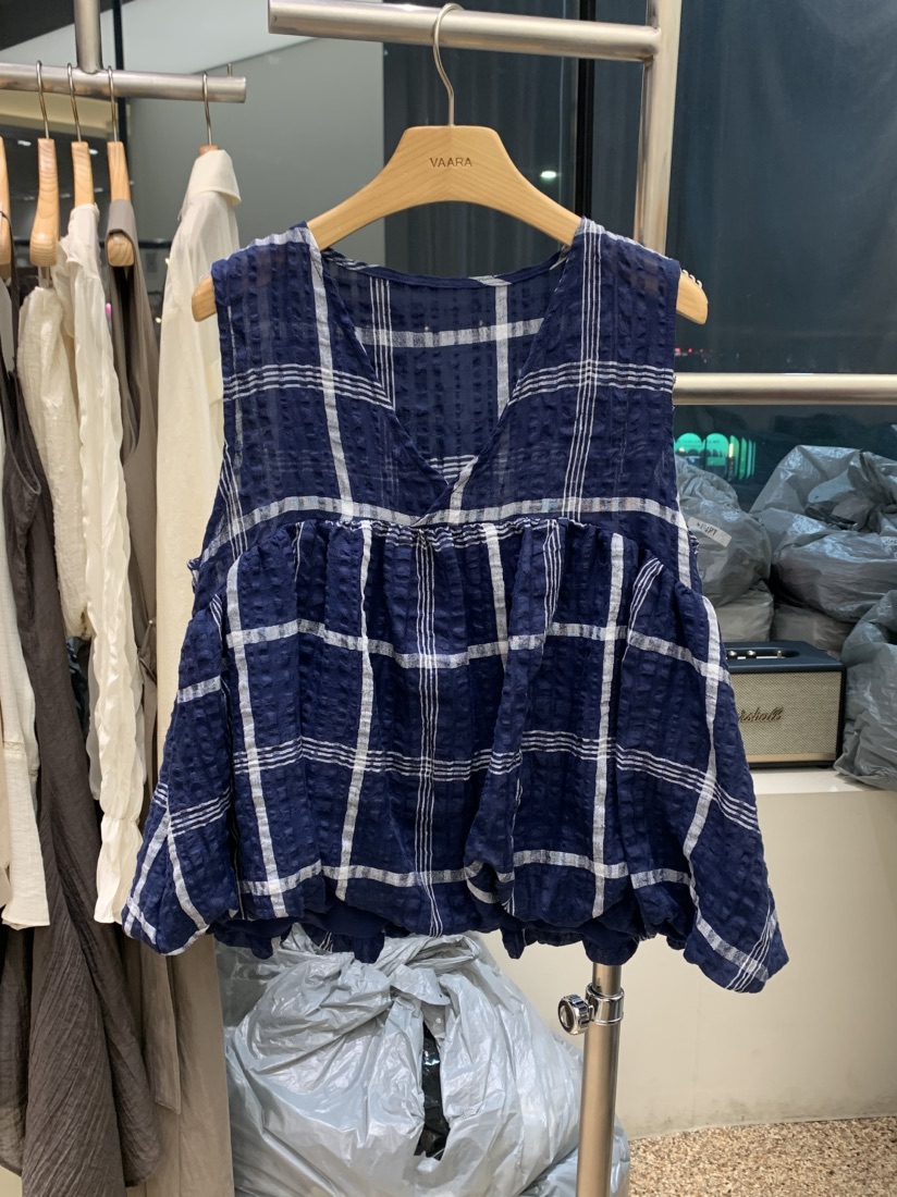 VAARA韓國代購㊣女裝新品時尚熱賣職業人氣吊帶背心格紋亞麻VAARA吊帶/背心圖色2