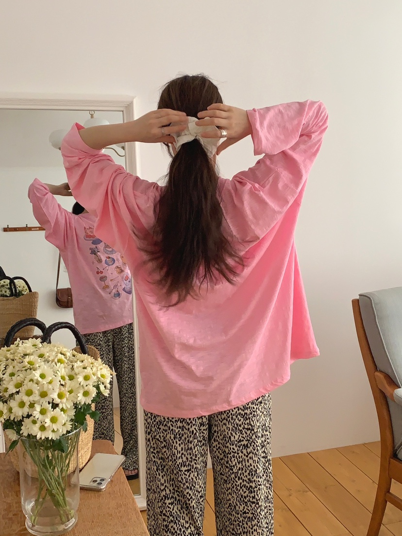 TOLL韓國直郵㊣女士新品25春夏時尚熱賣真品推薦長袖T恤亞麻TOLL長袖T恤