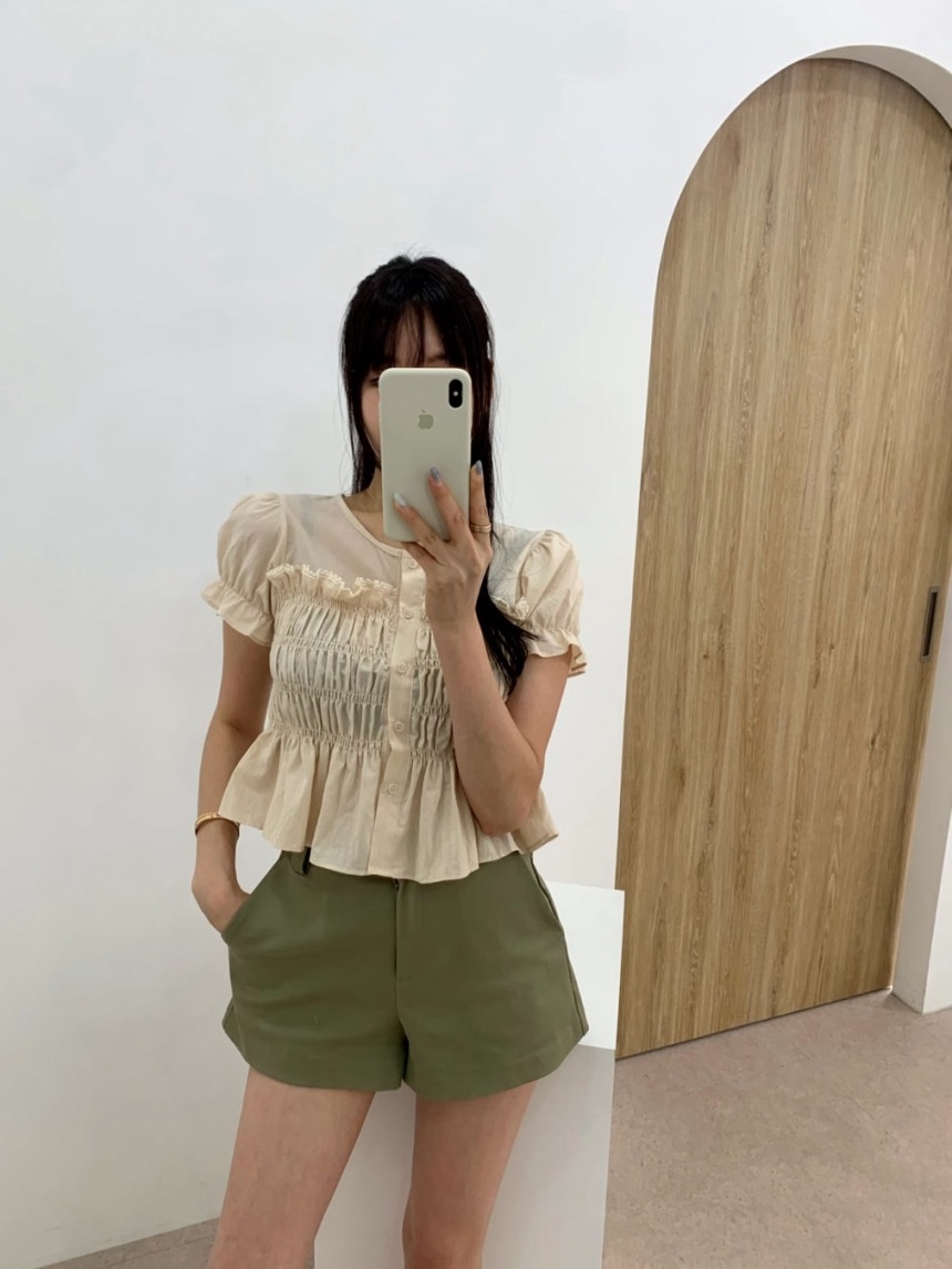 EOMPIT東大門㊣直郵女裝新款真品職業25春夏休閑襯衫蕾絲衫EOMPIT襯衫/蕾絲衫