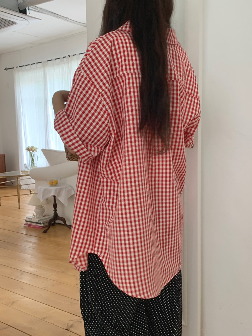 TOLL東大門㊣代購女裝新品時尚職業人氣25春夏襯衫蕾絲衫格子TOLL襯衫/蕾絲衫