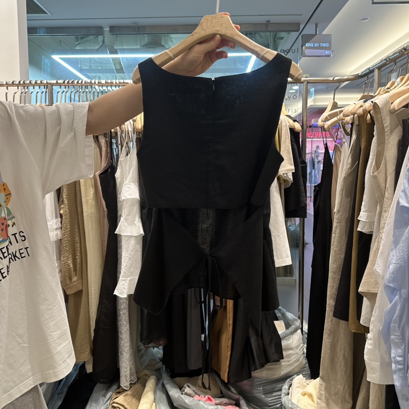 HONG.U韓國直郵㊣女裝新款25春夏真品人氣熱賣吊帶背心亞麻HONG.U吊帶/背心