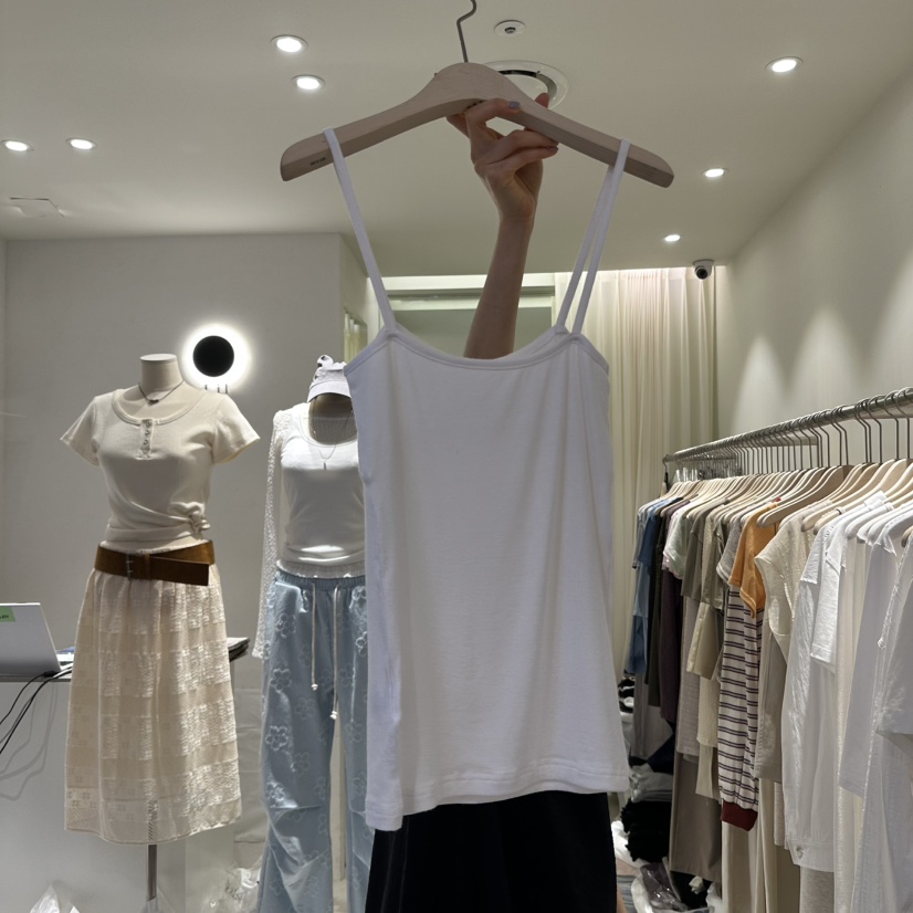 LIL韓國代購㊣女士新品推薦人氣休閑25春夏吊帶背心不含內搭紐扣LIL吊帶/背心