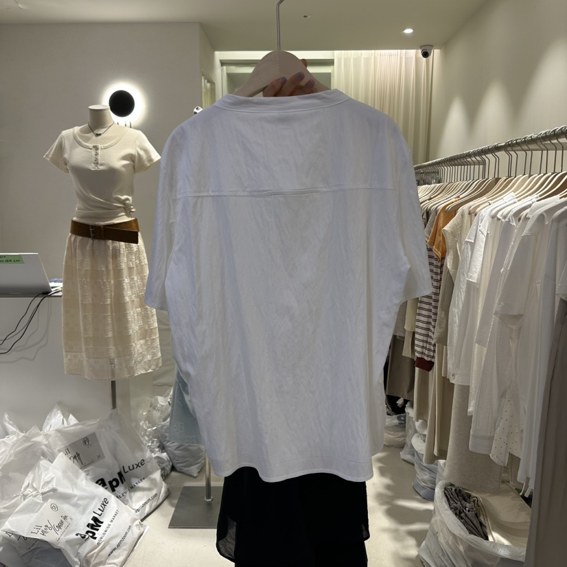 LIL東大門㊣實拍女士新品人氣休閑25春夏時尚襯衫蕾絲衫奶油色LIL襯衫/蕾絲衫