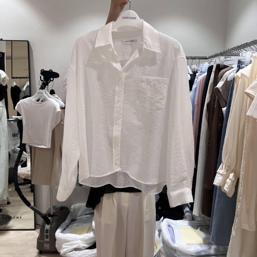 LOVE SOME東大門㊣代購女士新品職業休閑人氣襯衫蕾絲衫條紋LOVE SOME襯衫/蕾絲衫圖色2
